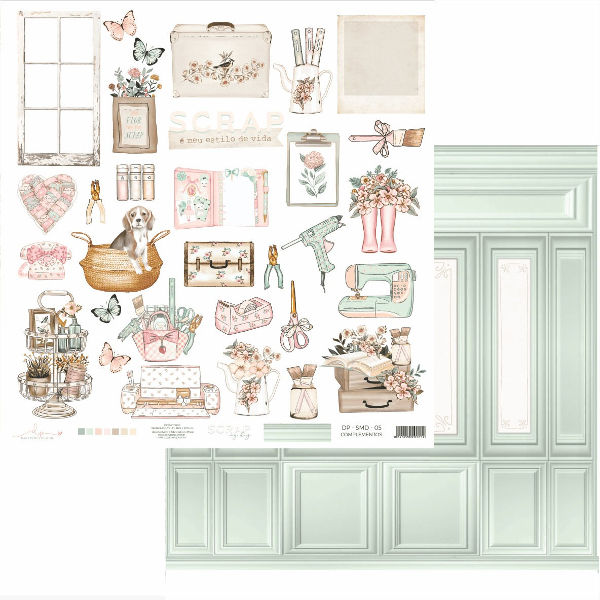 Scrap My Day - Kit com 10 folhas Complementos