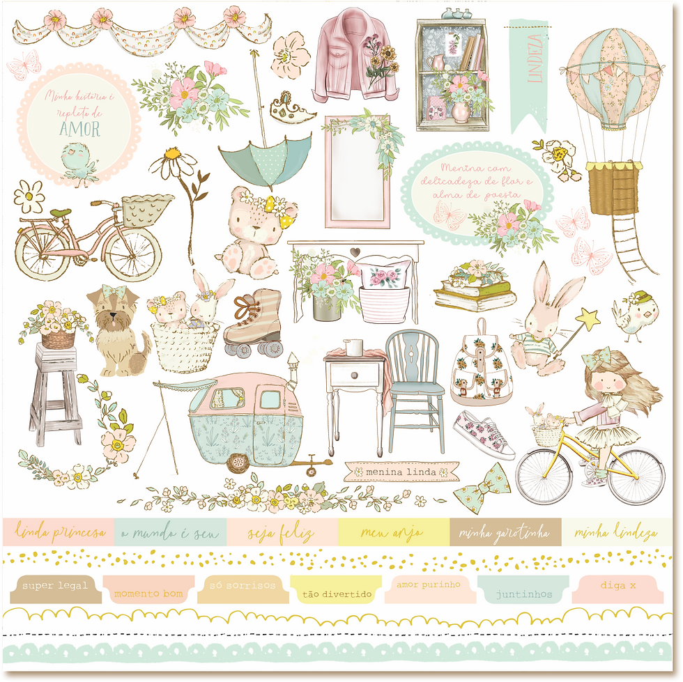 Miniatura: Kit com 10 folhas Nat&Noel Peek a boo - Folha Mundo da Nat
