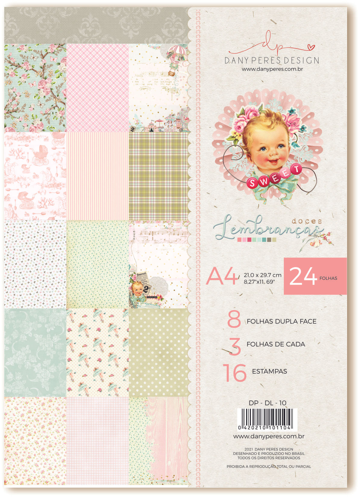 Kit com 3 Blocos A4 Coleção Doces Lembranças