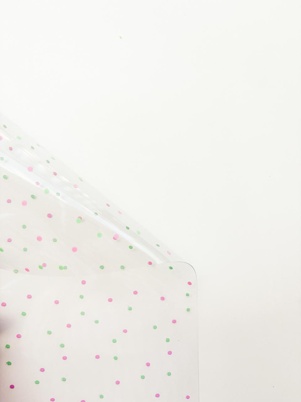 Encontros - KIT COM 3 -Acetato Bolinhas Verde e Rosa