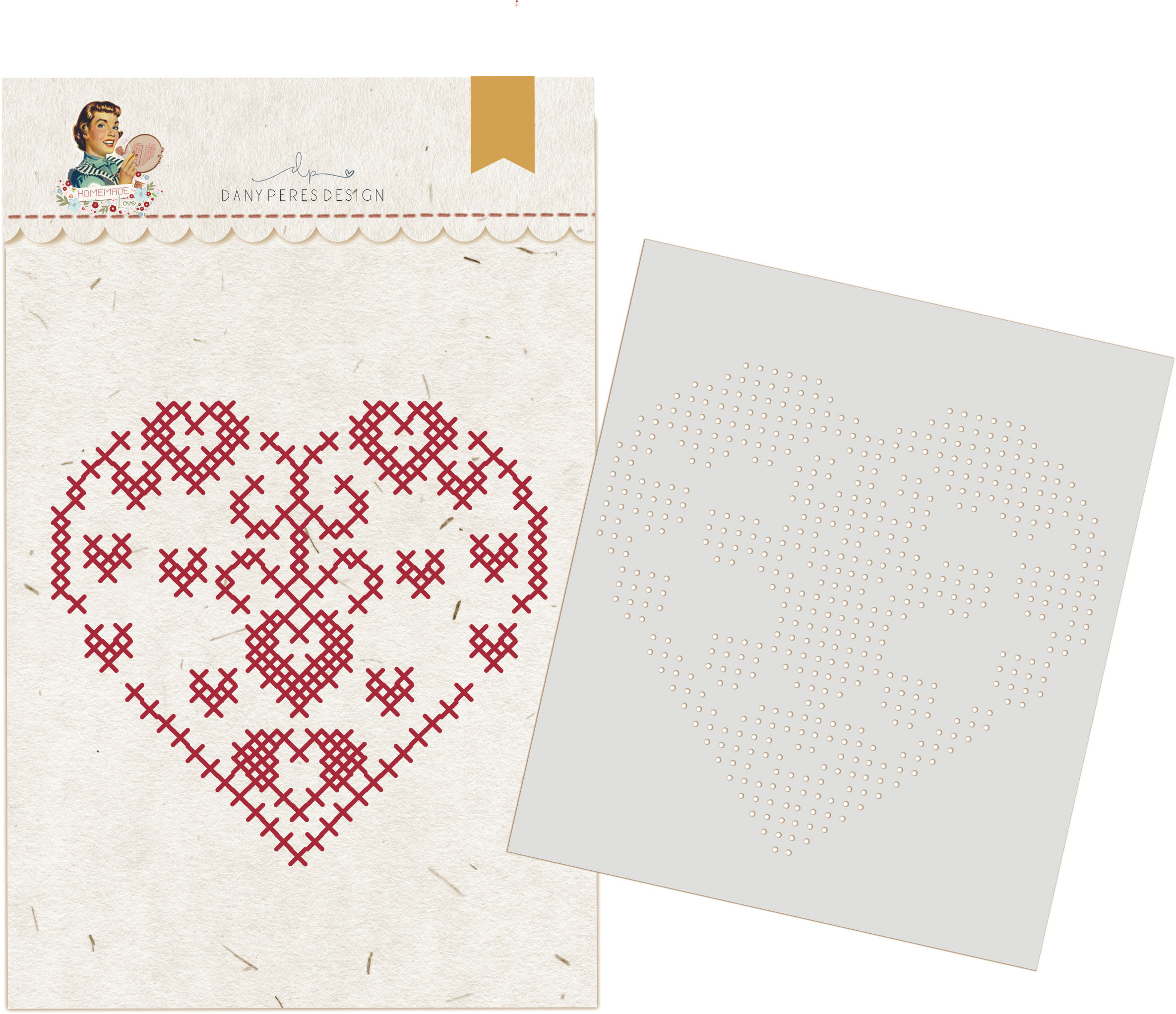 Kit com 3 Gabaritos de Bordado Amor de Mãe