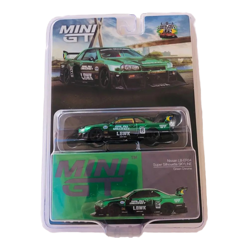MINI GT Nissan LB-ER34 ブラジル限定　グリーンクローム MINI GT Nissan LB-ER34 ブラジル限定 グリーンクローム MINI GT