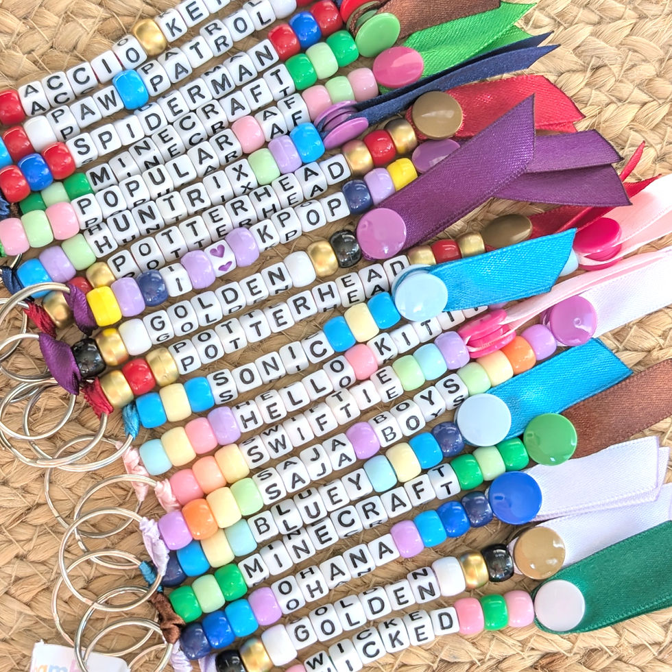 Thumbnail: Character Inspired Beaded Keyring with Themed Colours
