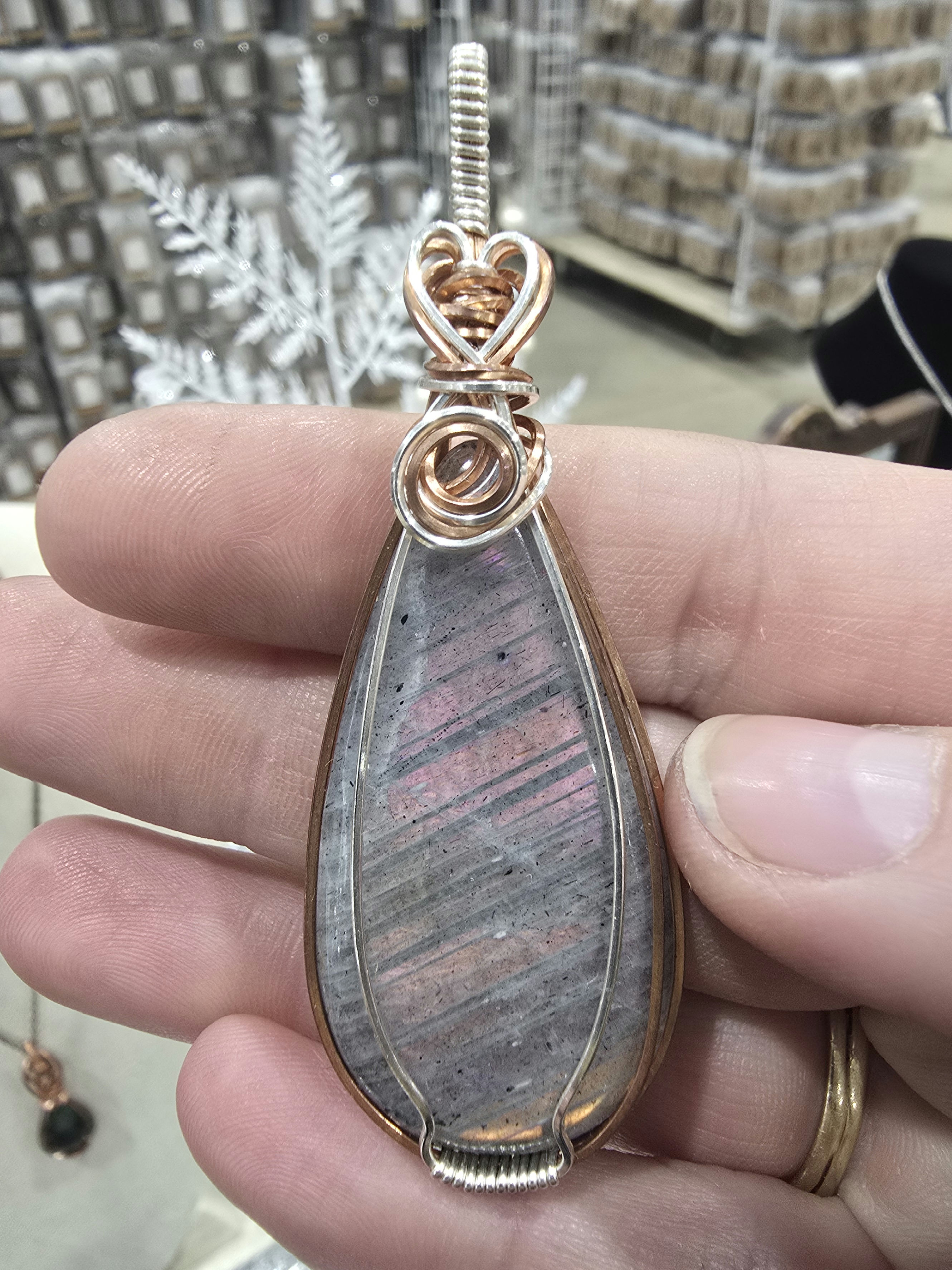 Labradorite, Copper, & Sterling Pendant