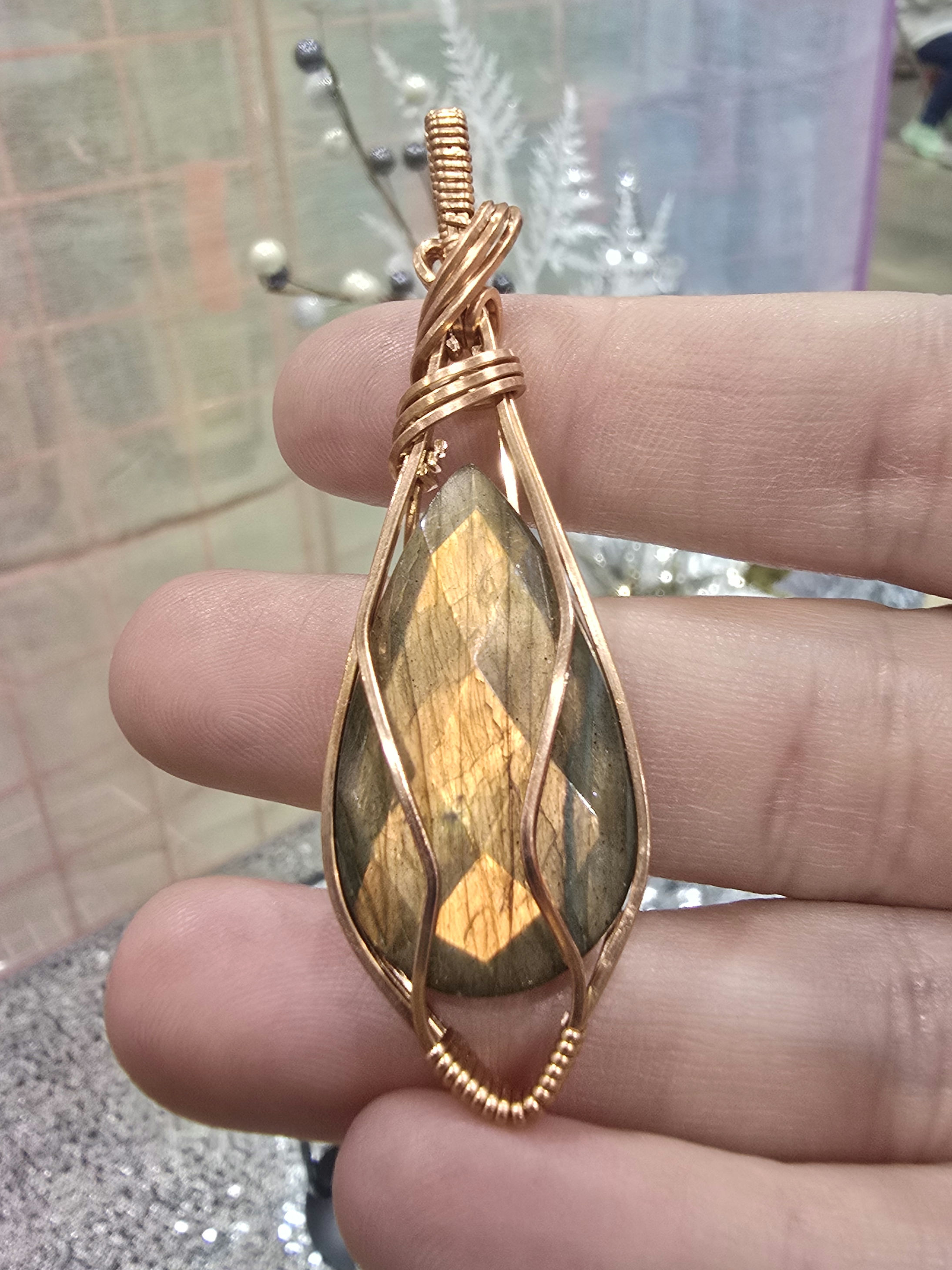 Labradorite & Copper Pendant