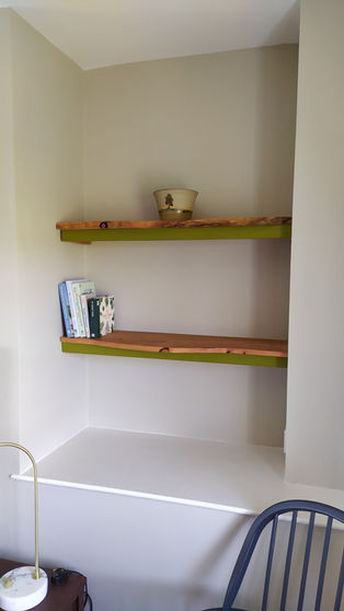 live edge chestnut alcove shelves
