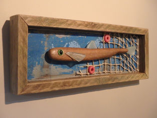 driftwood and sea glass fish picture