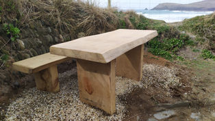 chestnut garden seat and table