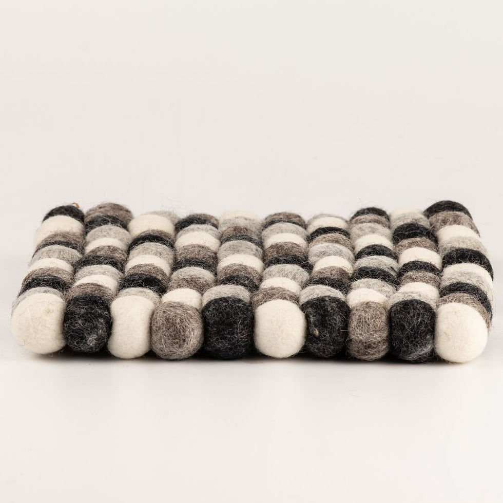 Thumbnail: Felt Ball Square Placemat - 20cm Multi  Grey Colour