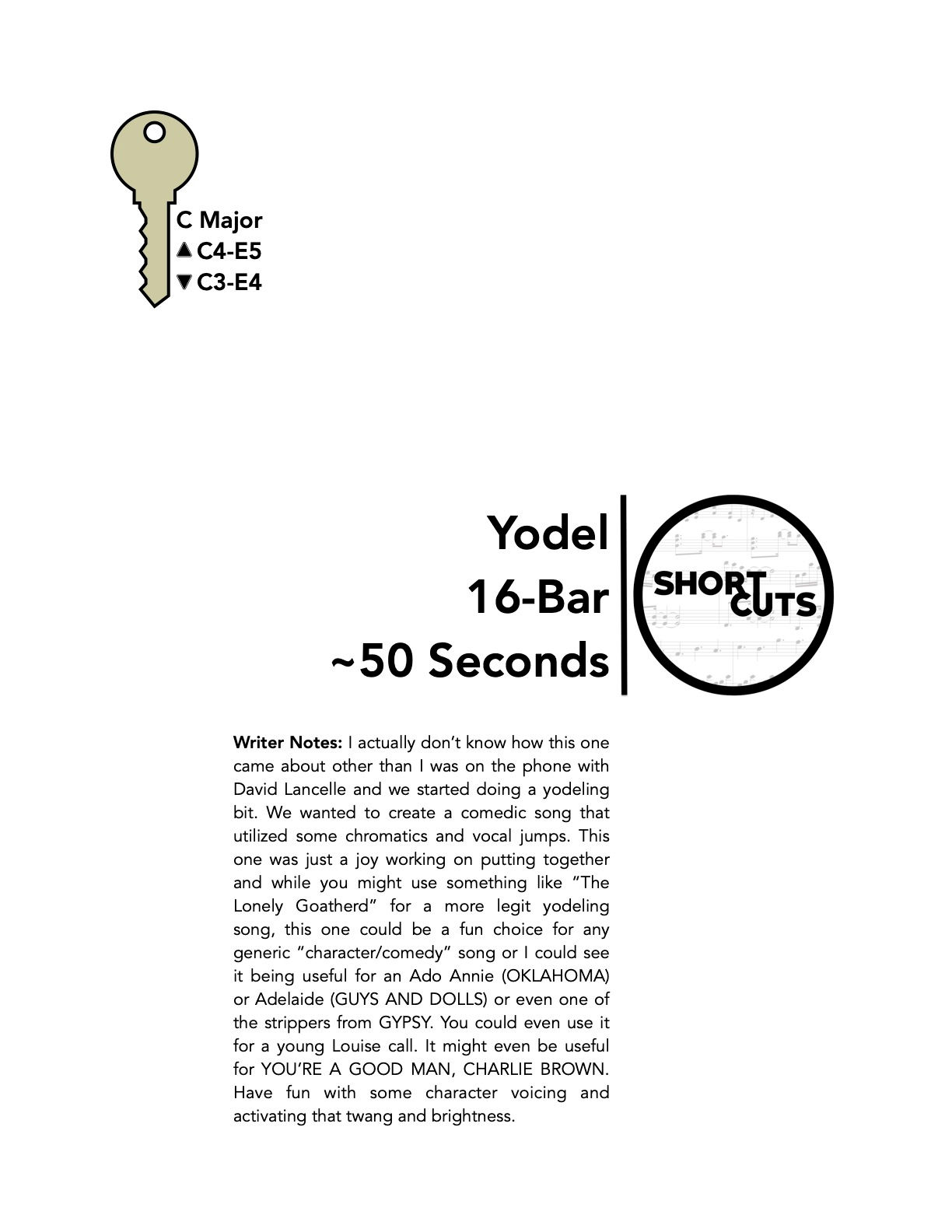 Yodel - Key of C Major