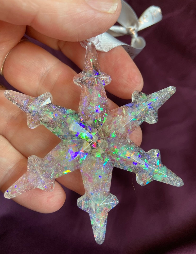 Thumbnail: Christmas Tree inclusion Snowflake decoration x2 