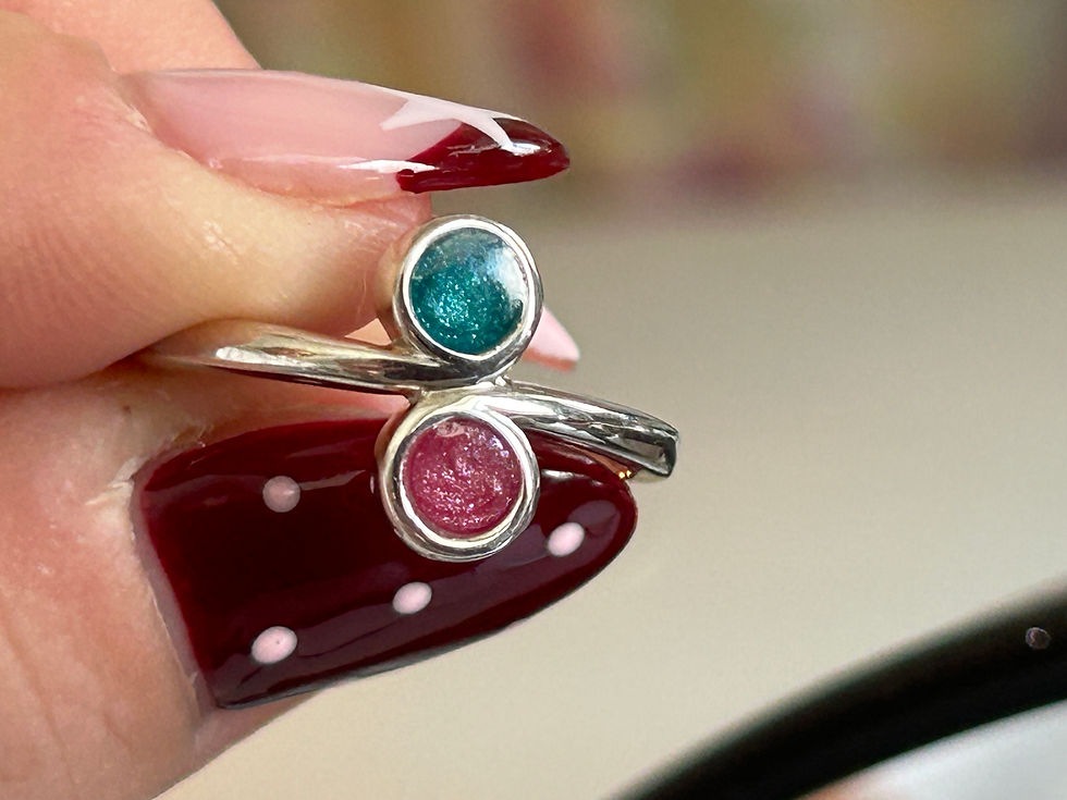 Thumbnail: Double stone sterling silver ring 