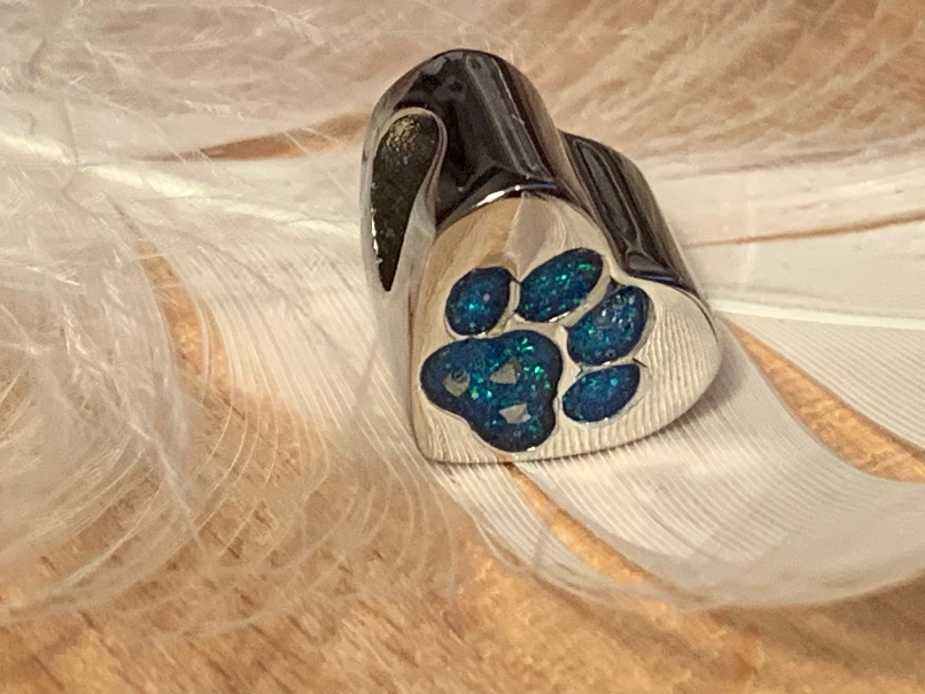 Stainless steel Paw charm - name engraved on back 