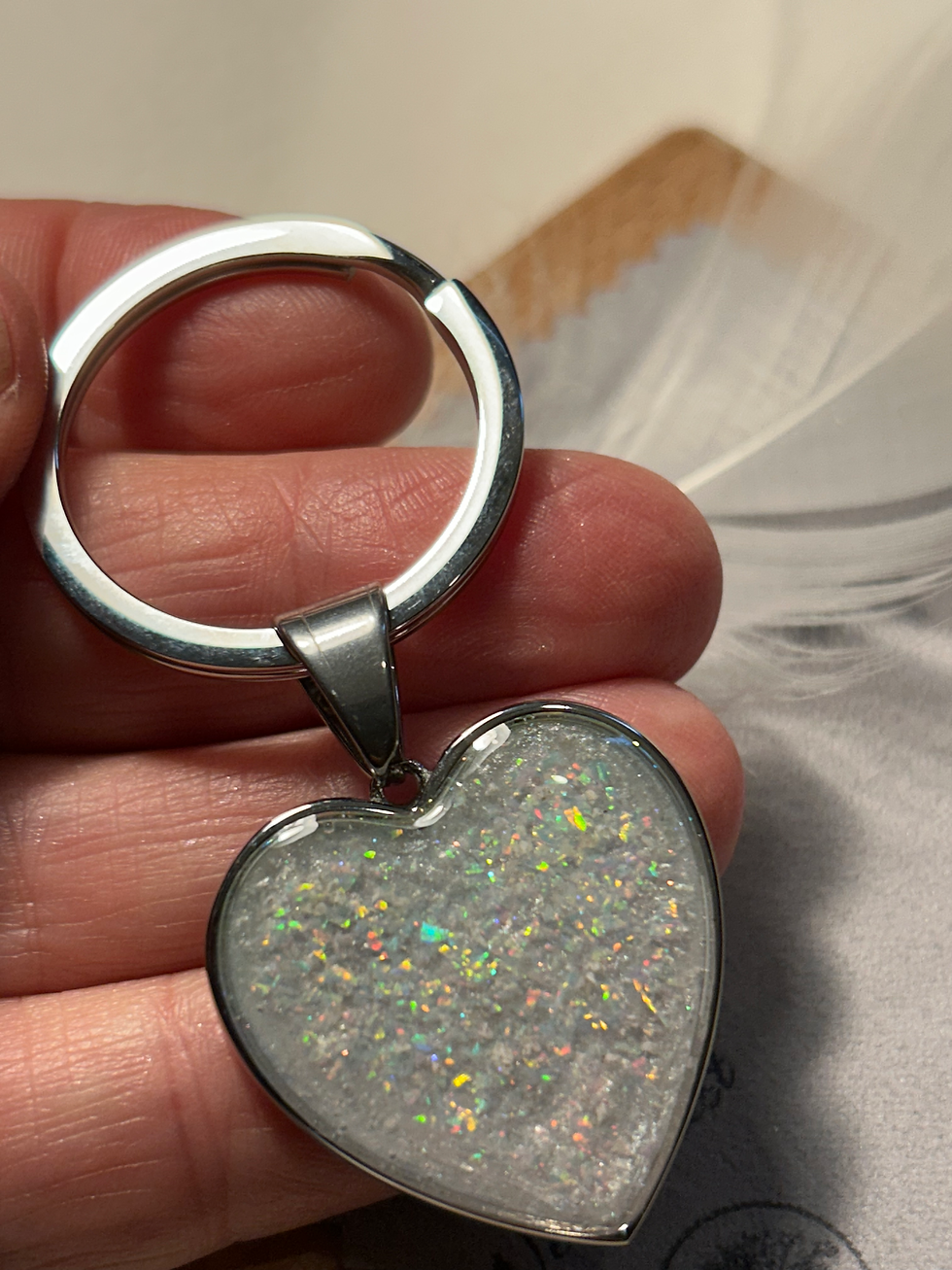 Thumbnail: Stainless steel  Keyrings - Heart and rectangle shapes 