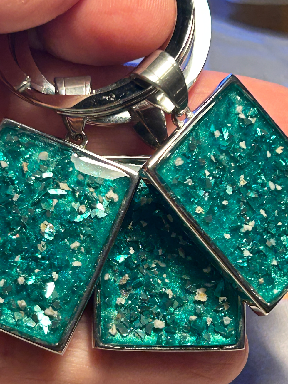 Thumbnail: Stainless steel  Keyrings - Heart and rectangle shapes 