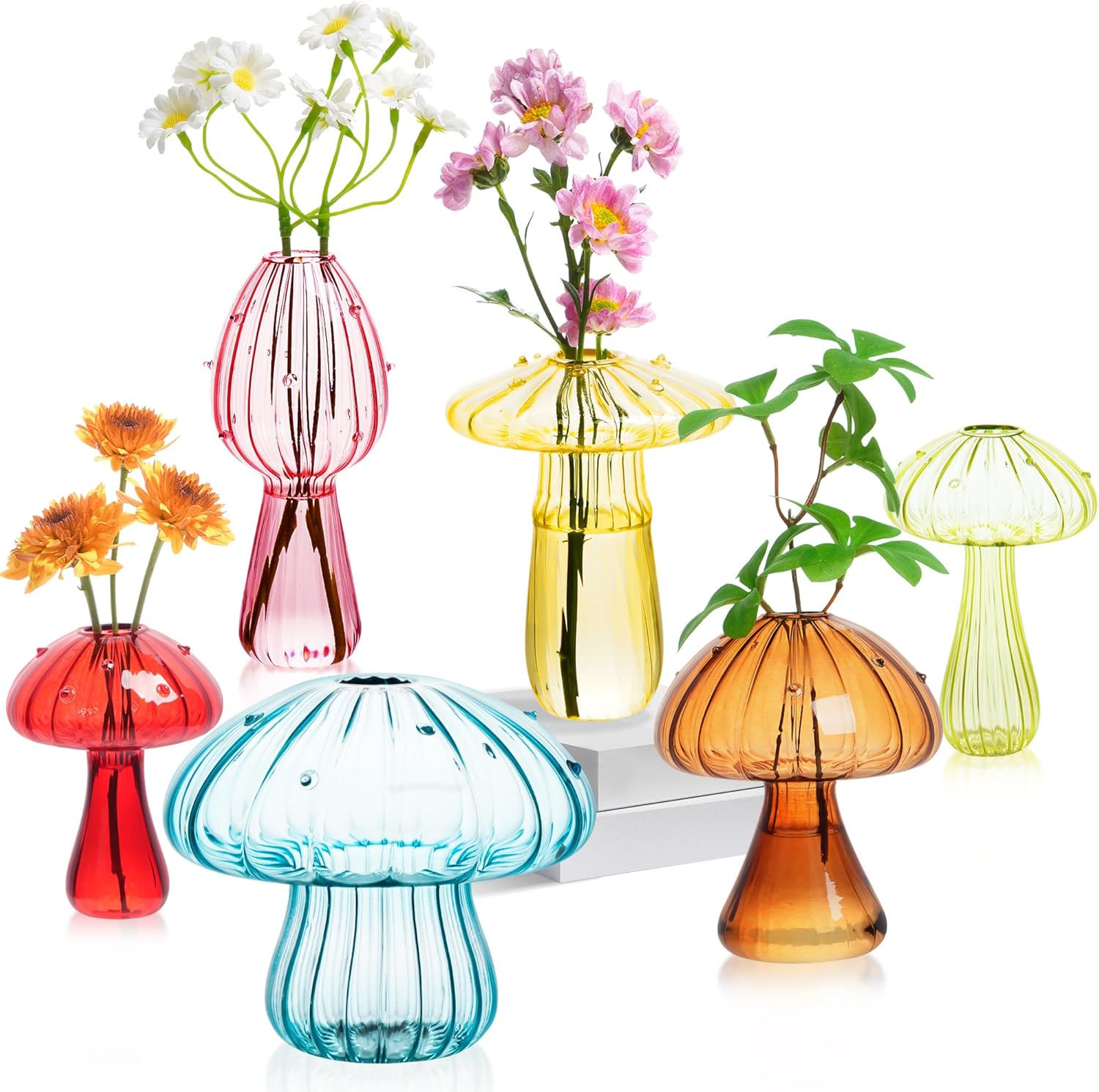 Mushroom Vase, Set of 6 Colored Flower Vase