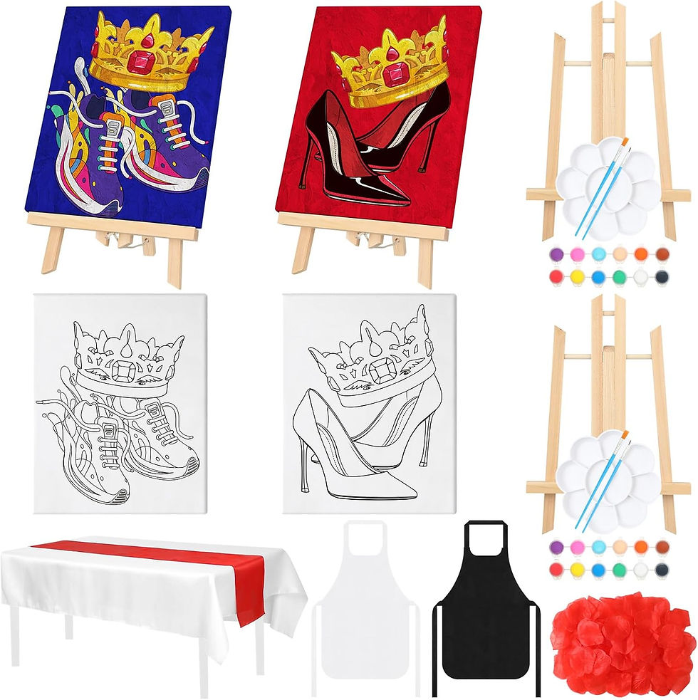 Thumbnail: 112 Pcs Couples Painting Kit Date Night Valentines Sip and Paint Kit Canvas Pai