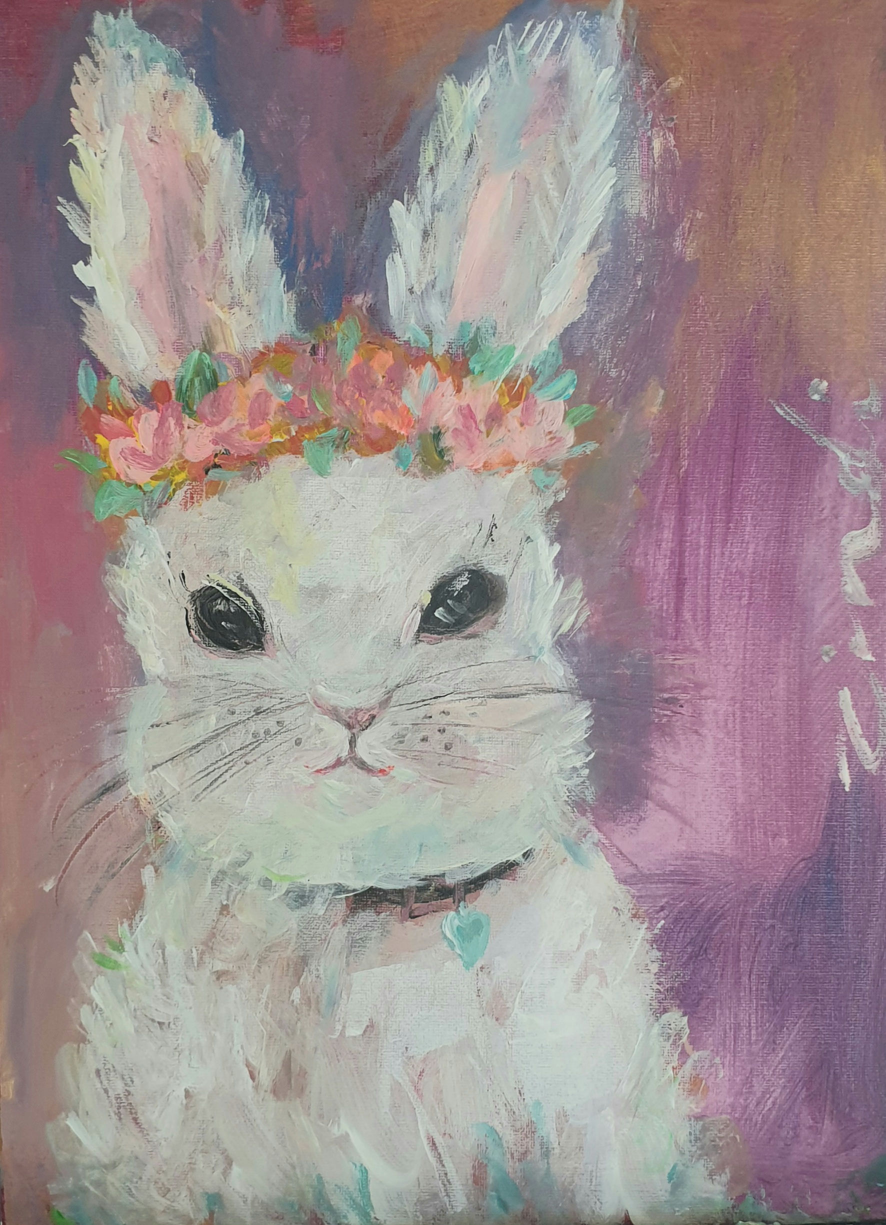 "Bunnie on purple" 30 x 40cm