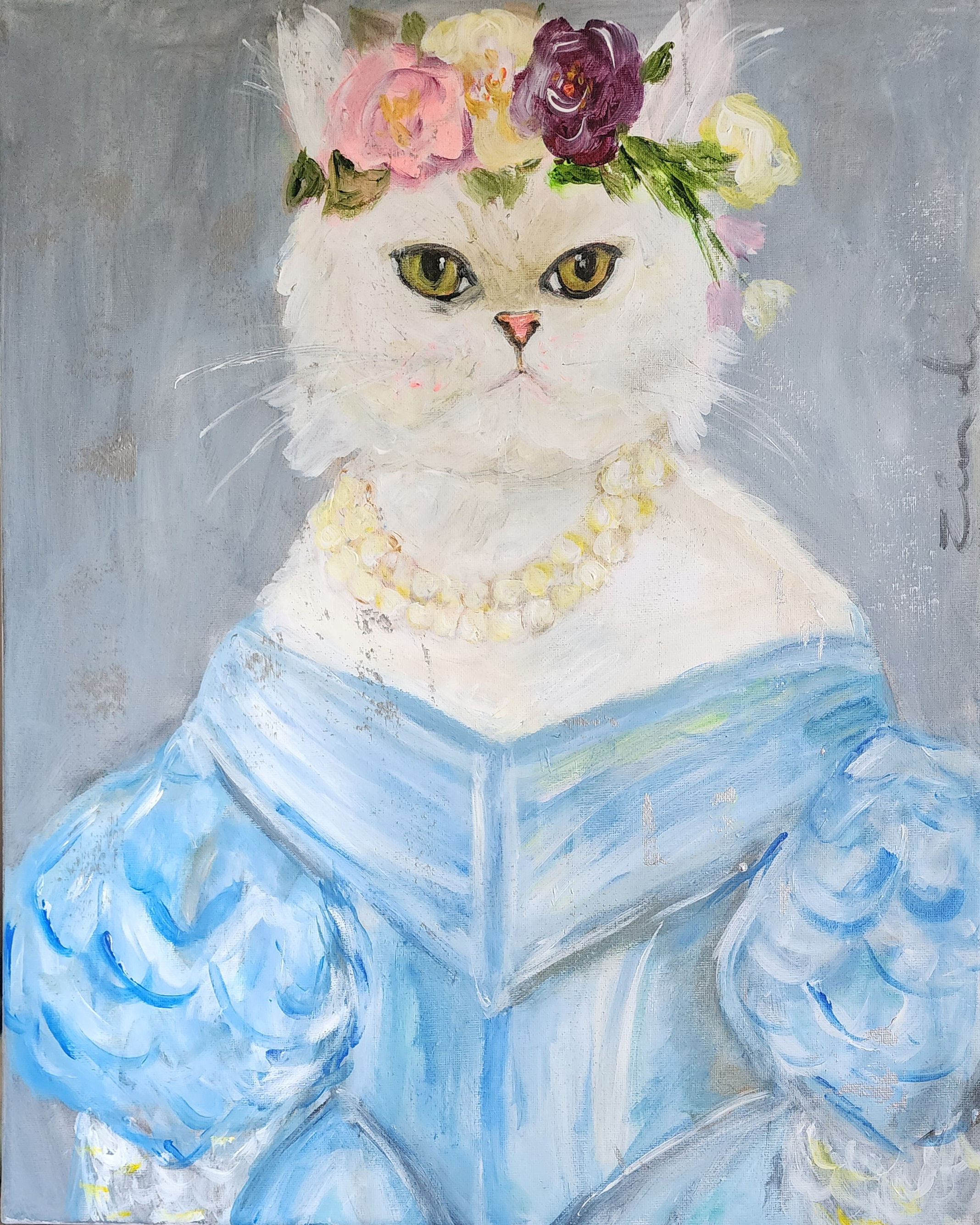"Cat in blue" 40 x 50cm