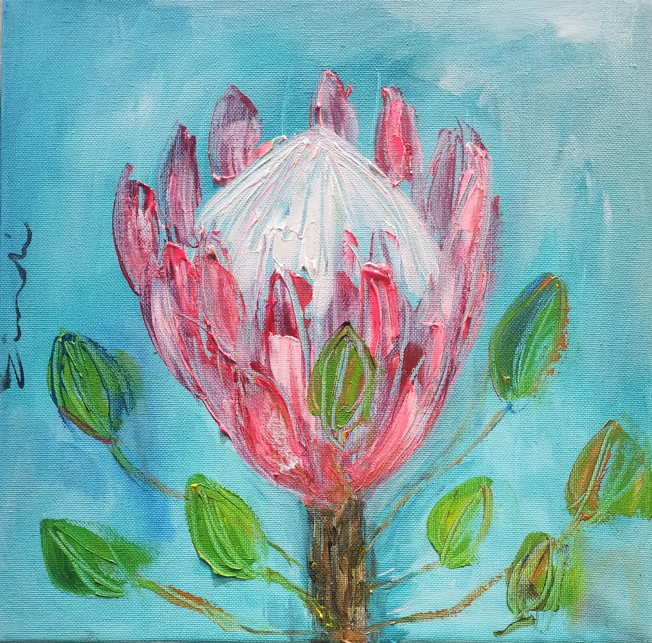 "Pink protea 1" 30 x 30cm