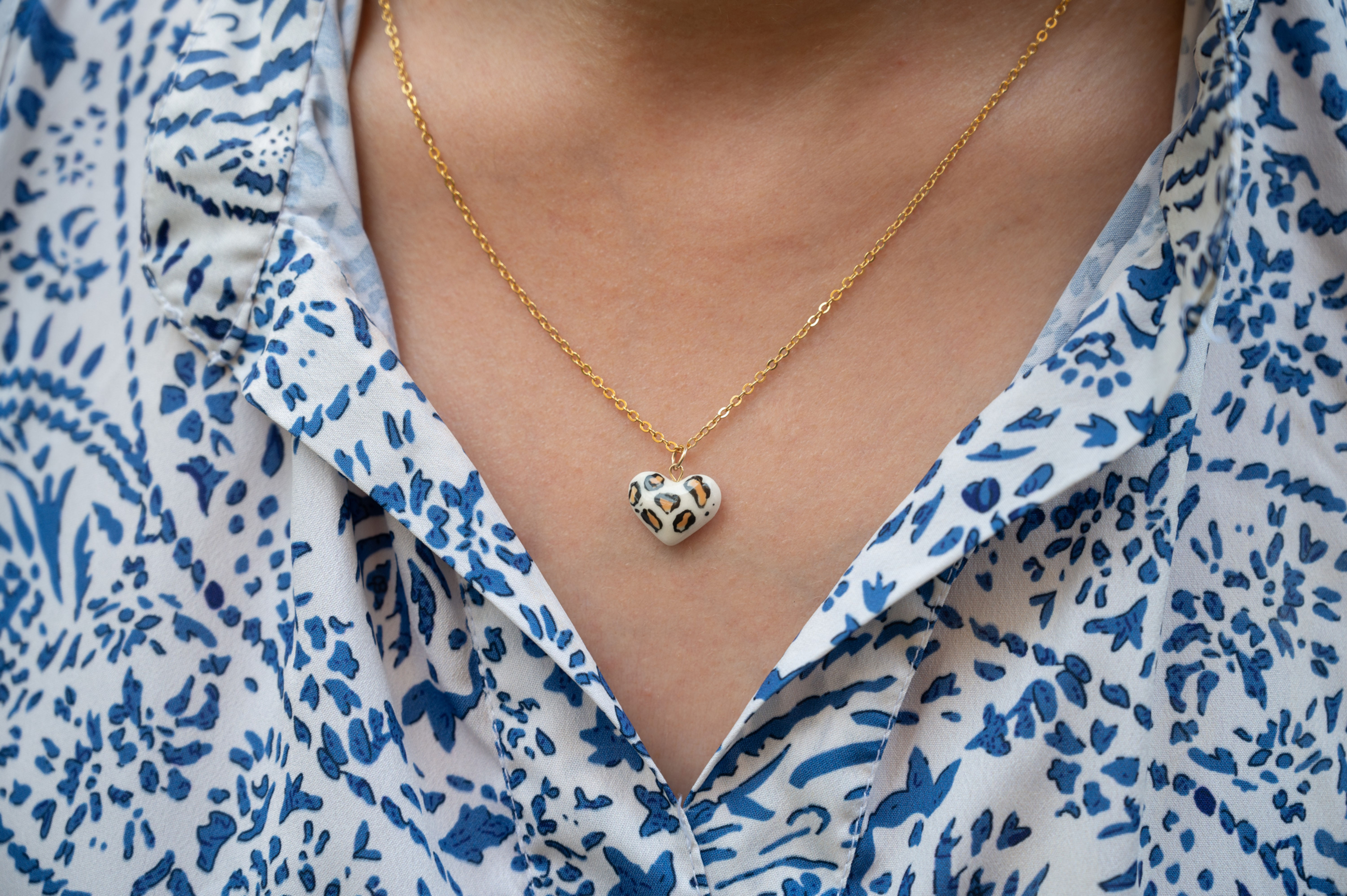 LEOPARD SMALL HEART NECKLACE