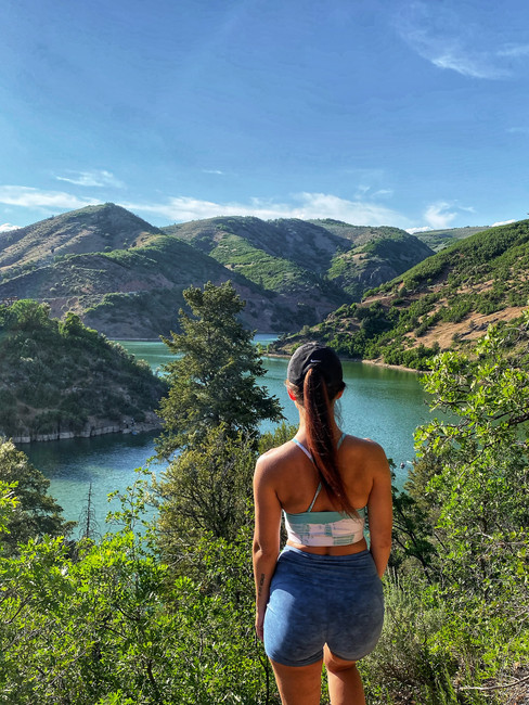 a girl posing at causey reservoir in utah
