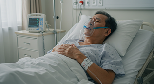 Man having difficulty breathing