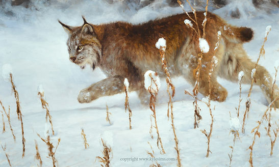 Original Lynx in Snow Painting