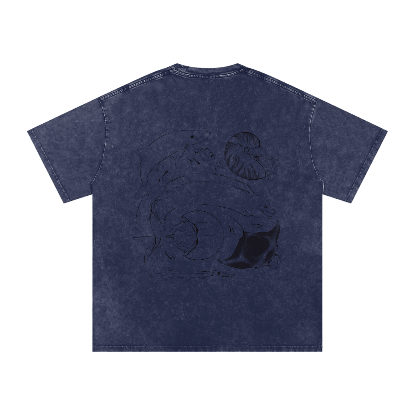 Official Fish Band Logo Snow Washed Oversized Cotton T-Shirt