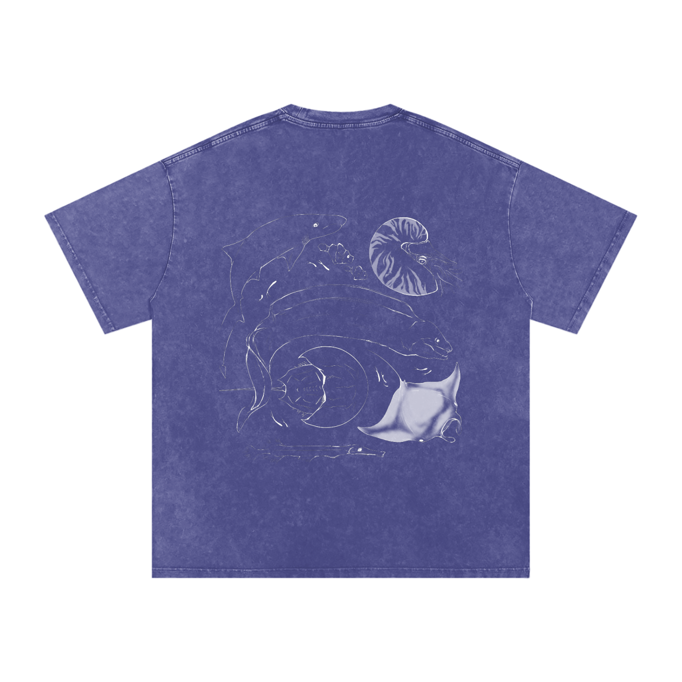 Official Fish Band Logo Snow Washed Oversized Cotton T-Shirt