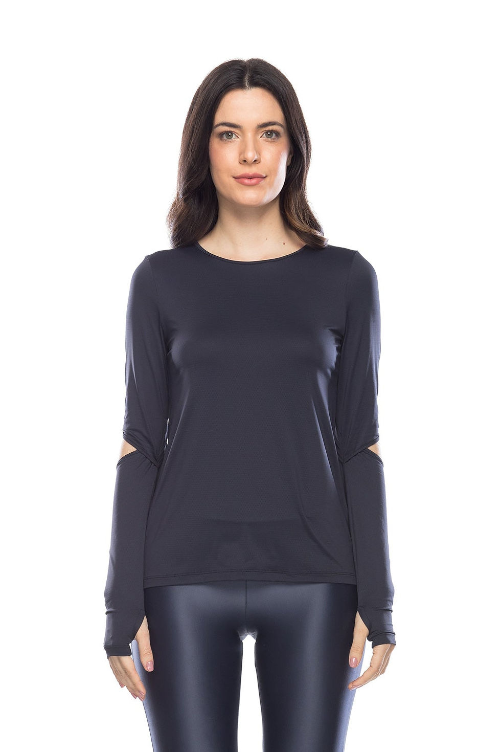 Thumbnail: Cosmic Women Long Sleeve Workout Shirt Black - Women Running Long Sleeve Shirt