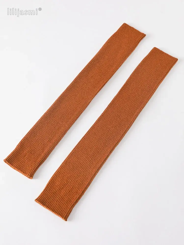 Thumbnail: Autumn Winter 40 50 60CM Women's Wool Arm Warmers Fingerless Gloves