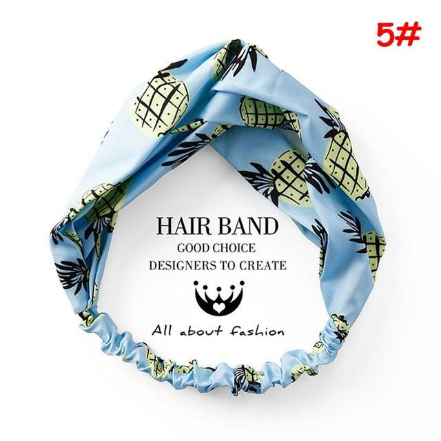 Thumbnail: Twist Cross Floral Elastic Knotted Headband