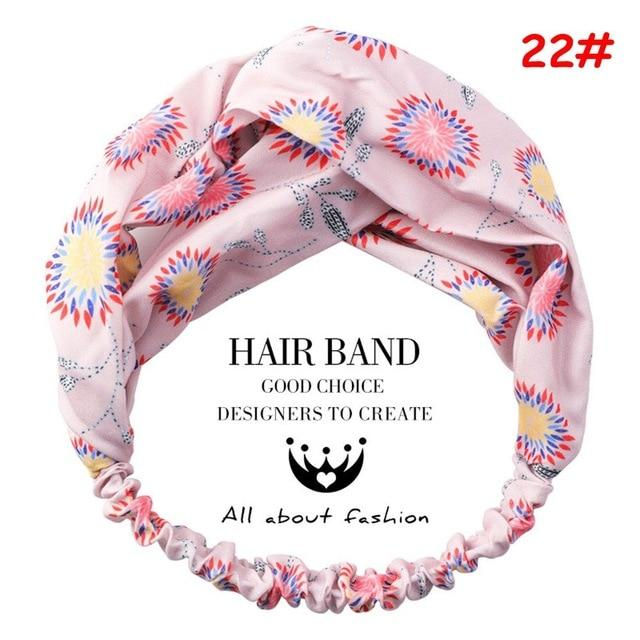 Thumbnail: Twist Cross Floral Elastic Knotted Headband