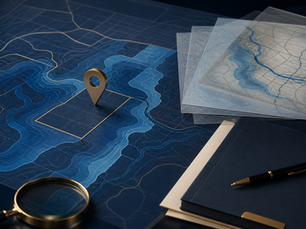 Flood-zone research map overlay and property parcel outline