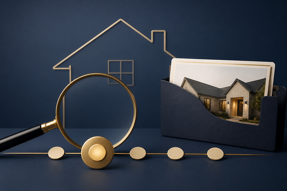 Texas property research timeline with calendar and parcel folder