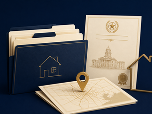 Public property research folders, map, and recorded documents.