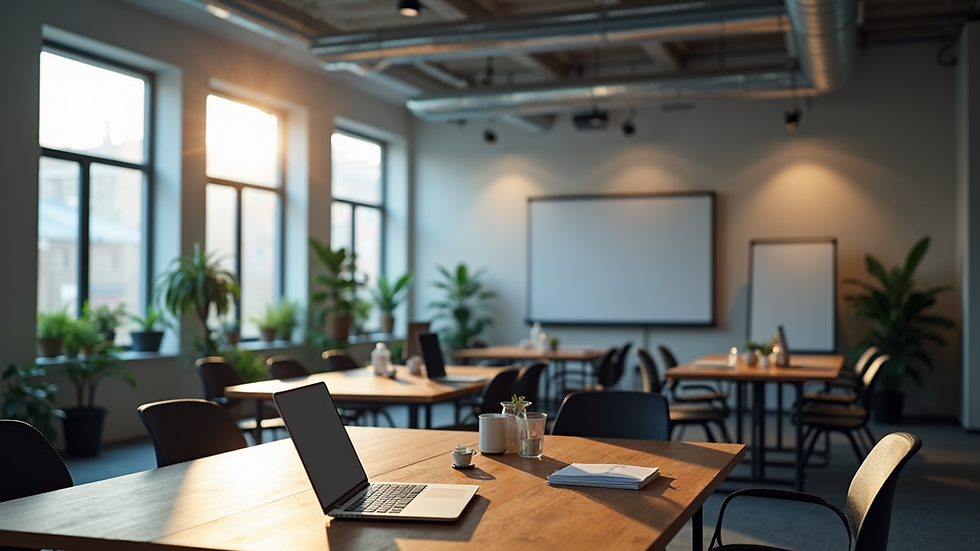 Wide angle view of a modern workspace