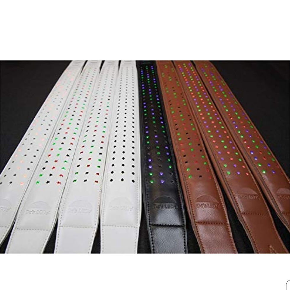 Thumbnail: 3colors of choice Leather Guitar Strap with Color LEDs
