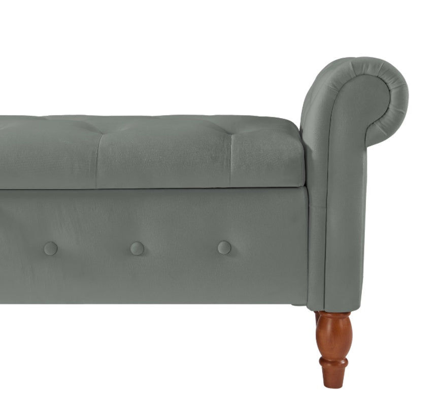 Thumbnail: Velvet Multifunctional Storage Rectangular Sofa Stool - Grey
