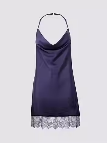 Lovehoney Dark Orchid Navy Satin and Lace Chemise