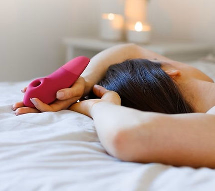 Love honey vibrator toy woman on bed