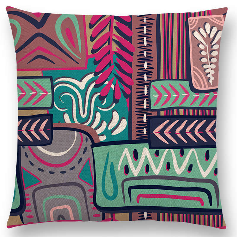 Thumbnail: Hot Sale African Animal Symbol Block Cushion Sofa Throw Pillow