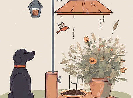 birdfeeder and a dog,__.jpg