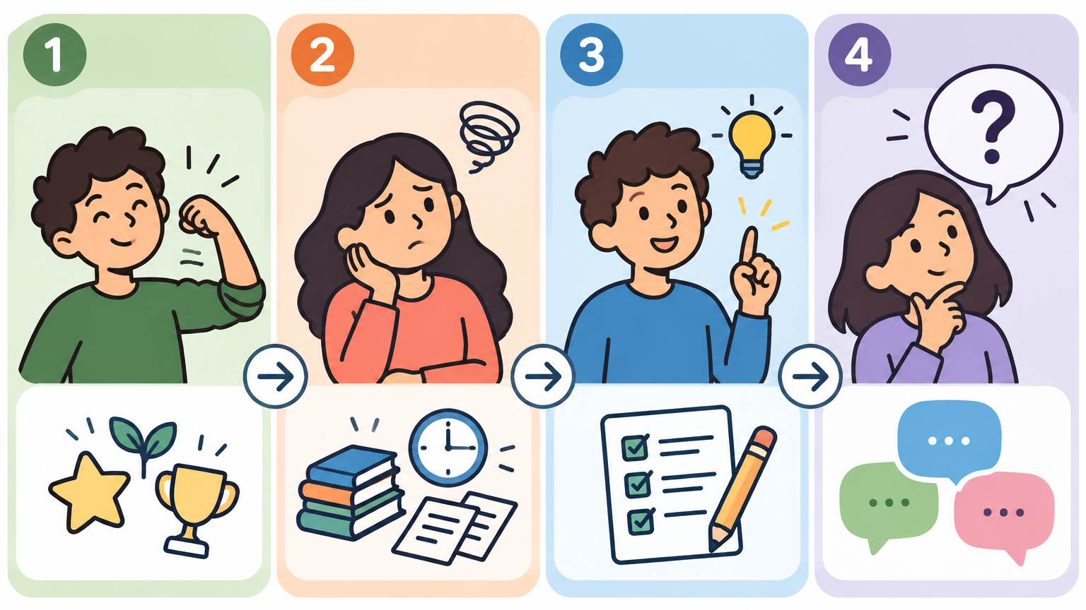 Esquema de cuatro pasos para estructurar un mensaje constructivo a una familia
