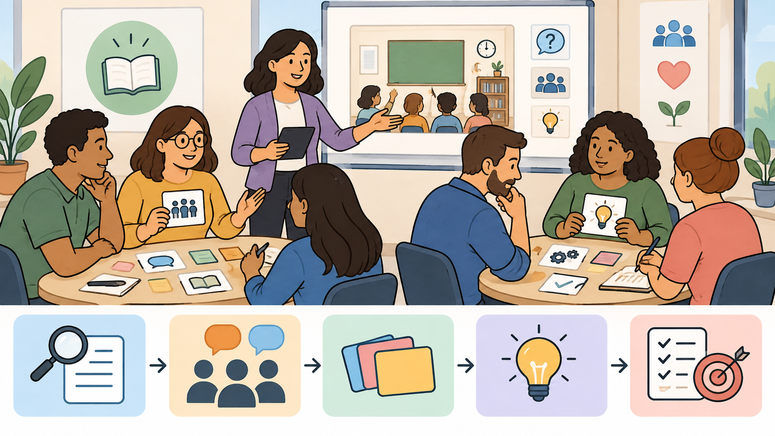 Taller práctico con docentes que ensayan estrategias de apoyo para alumnado neurodivergente