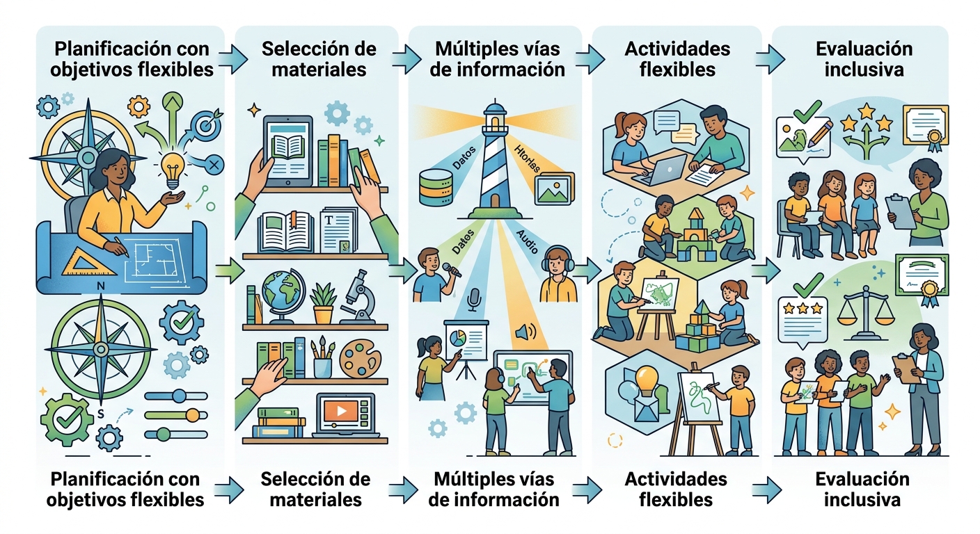 DUA en práctica: Guía paso a paso para diseñar una unidad didáctica accesible sin más trabajo - ilustración
