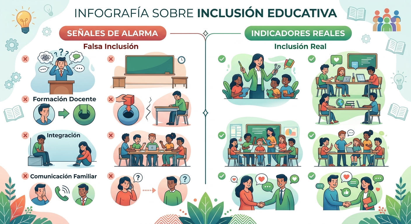 Escuelas Inclusivas a Medias: Cómo Distinguir la Verdadera Inclusión de la Promesa Vacía - ilustración