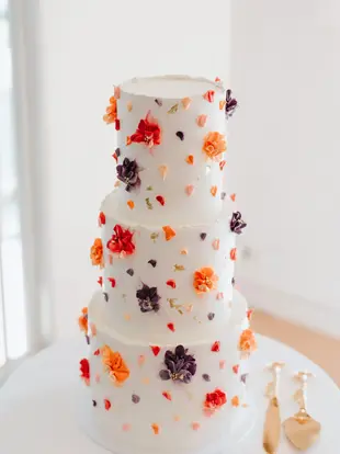 Wedding cake Jervis Bay. The cove. Colourful buttercream wedding cake.