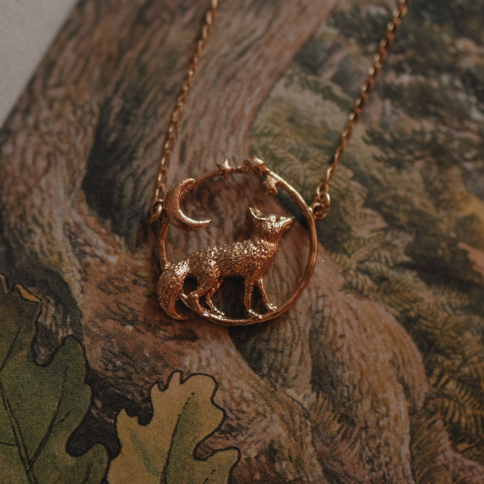 Thumbnail: Solid Gold Stargazing Fox Necklace